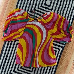 Rhode Swirl Puff-Sleeve Women's Top